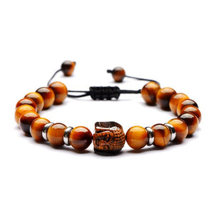 DIEZI Top Quality Ethnic Men Yoga Natural Stone Beads Bracelet For Women Tiger Eyes Buddha Charm Bracelets pulseira masculina