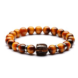 DIEZI Top Quality Ethnic Men Yoga Natural Stone Beads Bracelet For Women Tiger Eyes Buddha Charm Bracelets pulseira masculina